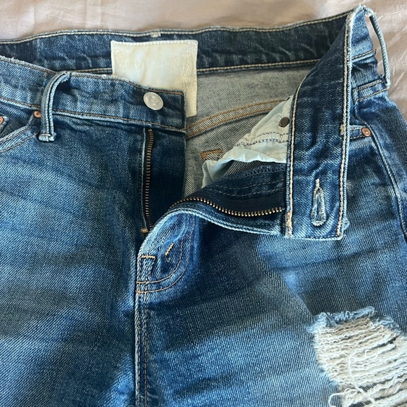 MOTHER The Sinner Ripped Distressed Ankle Cropped Denim Jeans 25 - Picture 3 of 6